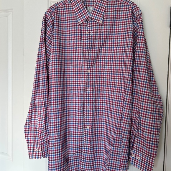 Peter Millar Crown Sport Performance Plaid Shirt, Size L - Picture 1 of 4